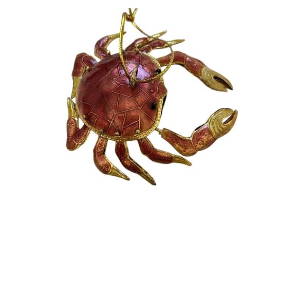 Alsan Victorian Enameling Cloisonné Ornament Crab Hinged Legs Beach - Picture 8 of 13